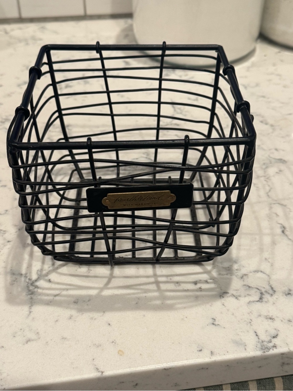 Hearth & Hand Black Square Wire Storage Basket with Brass Accent
